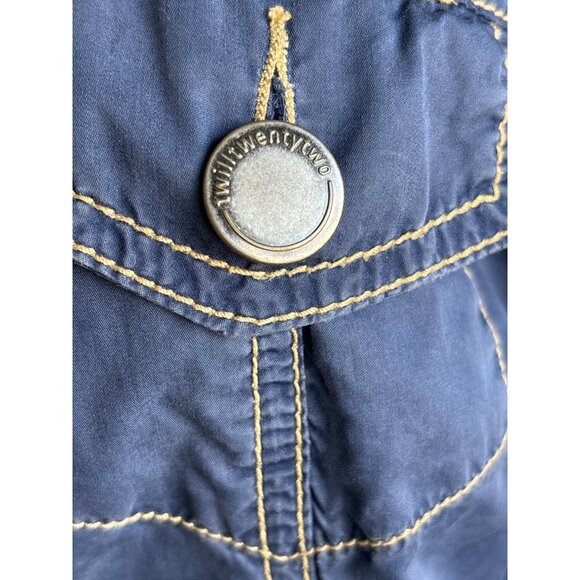 Twill Twenty Two 22 Size‎ Medium Anthropologie Navy Cotton Jacket Unique Details - Picture 9 of 10